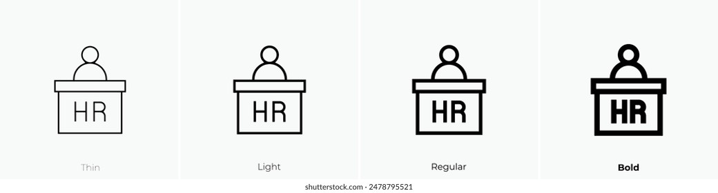 HR-Symbol. Dünnes, leichtes Regular- und Bold-Design isoliert auf weißem Hintergrund