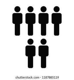 Hr icon vector male group of people symbol avatar for business management team in flat color glyph pictogram illustration