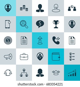 Hr Icons Set. Collection Of Call, Briefcase, Anonymous And Other Elements. Also Includes Symbols Such As Reverse, Suitcase, Organisation.