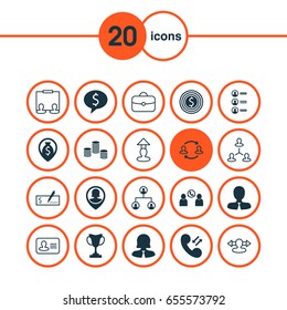 Hr Icons Set. Collection Of Manager, Personal Badge, Publicity And Other Elements. Also Includes Symbols Such As Pin, Phone, Goal.