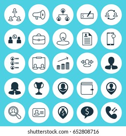 Hr Icons Set. Collection Of Messaging, Curriculum Vitae, Business Deal And Other Elements. Also Includes Symbols Such As Mobile, Conference, Direction.