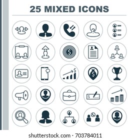 Hr Icons Set. Collection Of Tournament, Businesswoman, Curriculum Vitae And Other Elements. Also Includes Symbols Such As Team, Talking, Applicants.