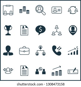 Hr icons set with partnership, curriculum vitae, administrator and other manager elements. Isolated vector illustration hr icons.