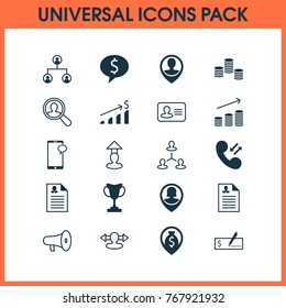 Hr icons set with woman resume, money, deal and other increase elements. Isolated vector illustration hr icons.