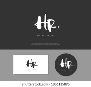 HR Initial handwriting or handwritten logo for identity. Logo with signature and hand drawn style.