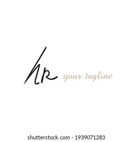 hR Escritura manual inicial o logotipo manuscrito para la identidad con monograma de belleza y elegante diseño de logotipo