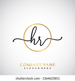 HR Initial Handwriting logo template vector