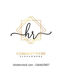 HR Initial Handwriting logo template vector