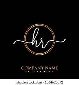 HR Initial Handwriting logo template vector