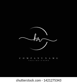 HR initial handwriting logo template vector