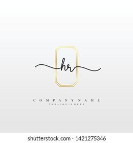 HR initial handwriting logo template vector