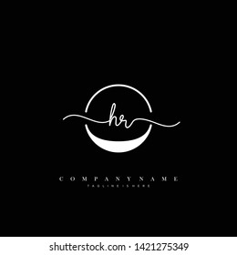 HR initial handwriting logo template vector