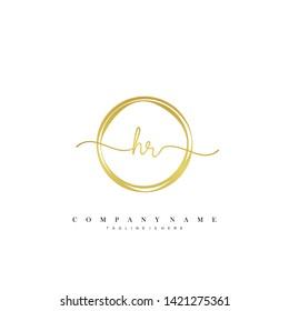 HR initial handwriting logo template vector