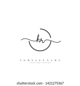 HR initial handwriting logo template vector