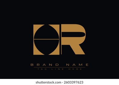 HR initial letter logo design. Letter H and R luxury alphabet letter logo icon template