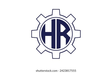 HR initial letter mechanical circle logo design vector template. industrial, engineering, servicing, word mark, letter mark, monogram, construction, business, company, corporate, commercial, geometric