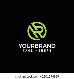 HR initial letters looping linked circle monogram logo