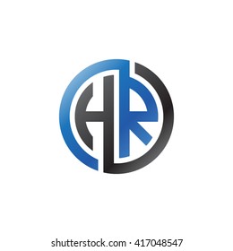 HR initial letters looping linked circle logo black blue