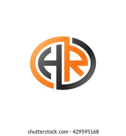 HR initial letters looping linked ellipse logo orange black