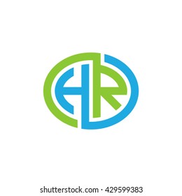 HR initial letters looping linked ellipse logo blue green