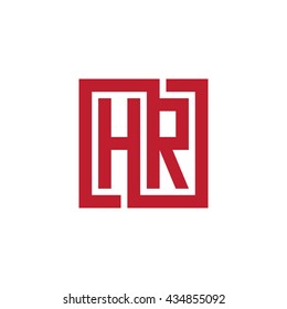 HR initial letters looping linked square logo red