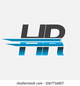 HR initial logo company name colored black and blue, Simple and Modern Logo Design.