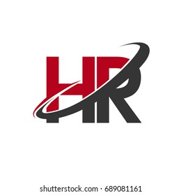 HR initial logo company name colored red and black swoosh design, isolated on white background. vector logo for business and company identity.