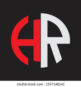 HR Initial Logo design Monogram Isolated on black background