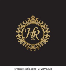 HR initial luxury ornament monogram logo