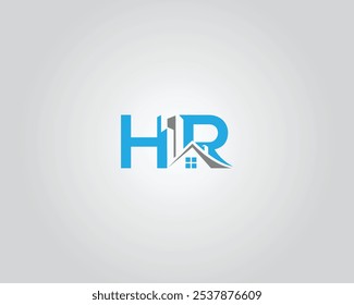 HR Initial Monogramm Gebäude und Dach Logo für Immobilien Vektor Vorlage.