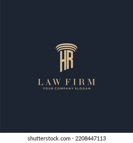 Logo de la firma de abogados del monograma inicial de HR con diseño de hitos