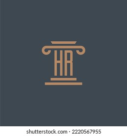 HR initial monogram for lawfirm logo with pillar design