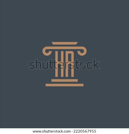 HR initial monogram for lawfirm logo with pillar design
