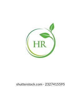 HR initial monogram letter for nature logo with leaf image design