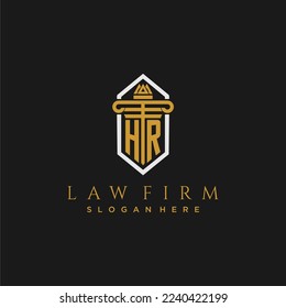 HR initial monogram logo for lawfirm with pillar in creative polygon design