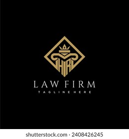 HR initial monogram logo for lawfirm with pillar in creative square design