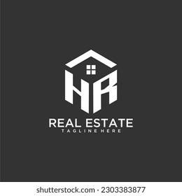 HR initial monogram logo for real estate with polygon shape creative design