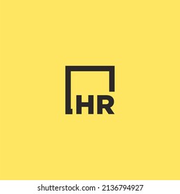 HR initial monogram logo with square style design