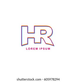 hr initial neon light letter brand logo logotype
