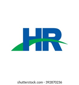 HR initial overlapping swoosh letter logo blue green