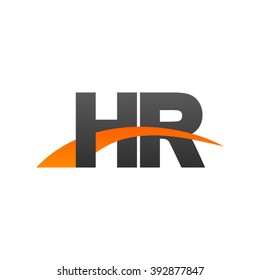 HR initial overlapping swoosh letter logo black orange