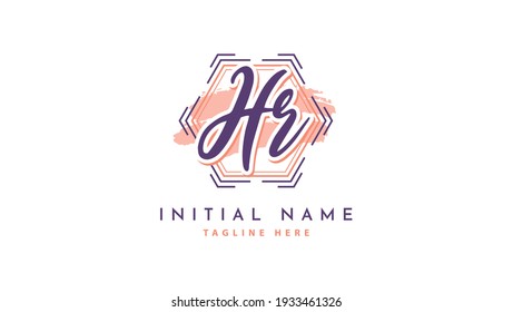 HR Initials, handwriting logo vector