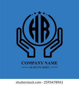 HR initials held within hands, symbolizing trust and protection. The circle represents unity, while stars highlight excellence and ambition.