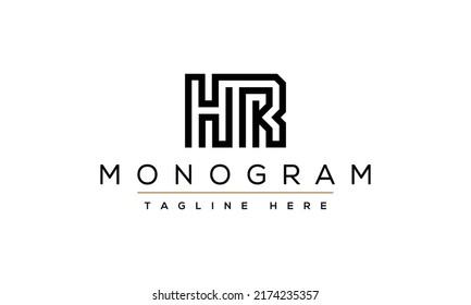 Diseño del logotipo del alfabeto de texto en letra monográfica de las iniciales HR