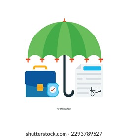 Hr Iconos planos Vectores De Seguros. Material gráfico simple