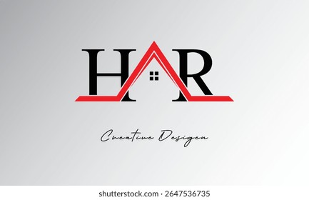 HR Letter House Logo – Creative Real Estate Monogram with Roof Icon and Home Shape for Property, Architecture and Modern Branding

