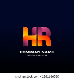 HR Letter initial Logo Vector With colorful, logo for media business