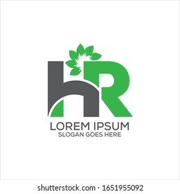 Hr letter leaf logo design template