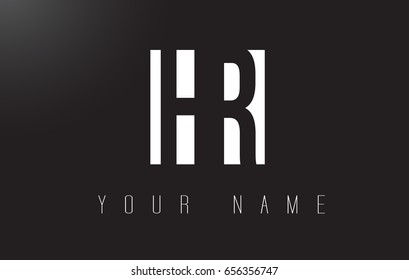 HR Letter Logo With Black and White Letters Negative Space Design.