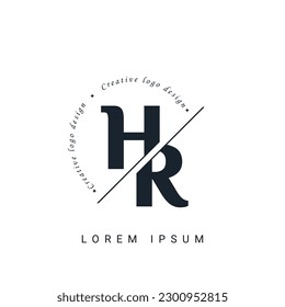 Diseño del logotipo de la carta HR con un corte creativo. Diseño de logotipo creativo